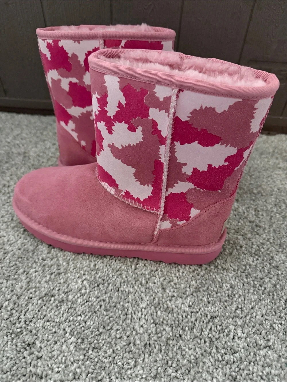 UGG Pink Camo Kids One-Piece Boots